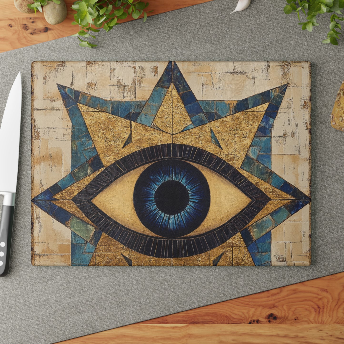 Evil Eye Glass Cutting Board — Protective Kitchen Serving Board