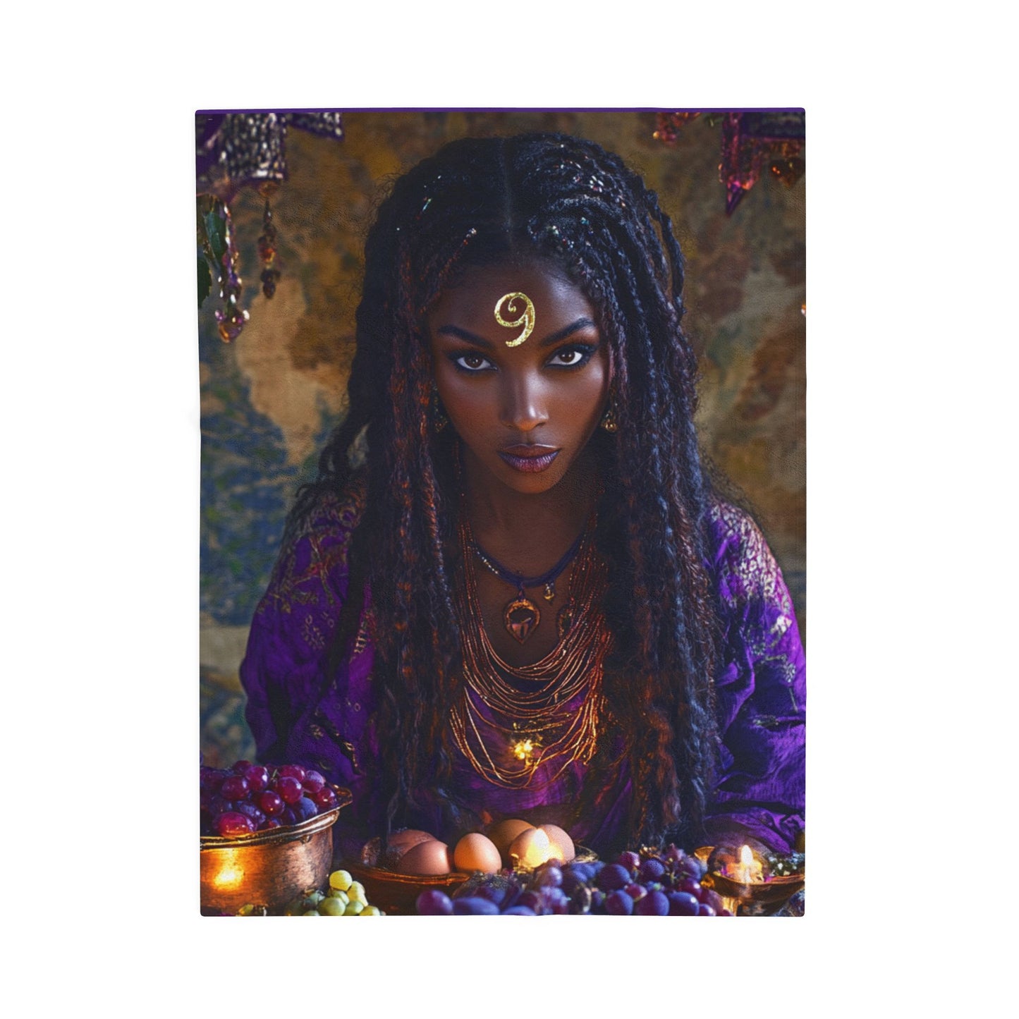 Oya Velveteen Plush Blanket — African Goddess Tarot Art Throw