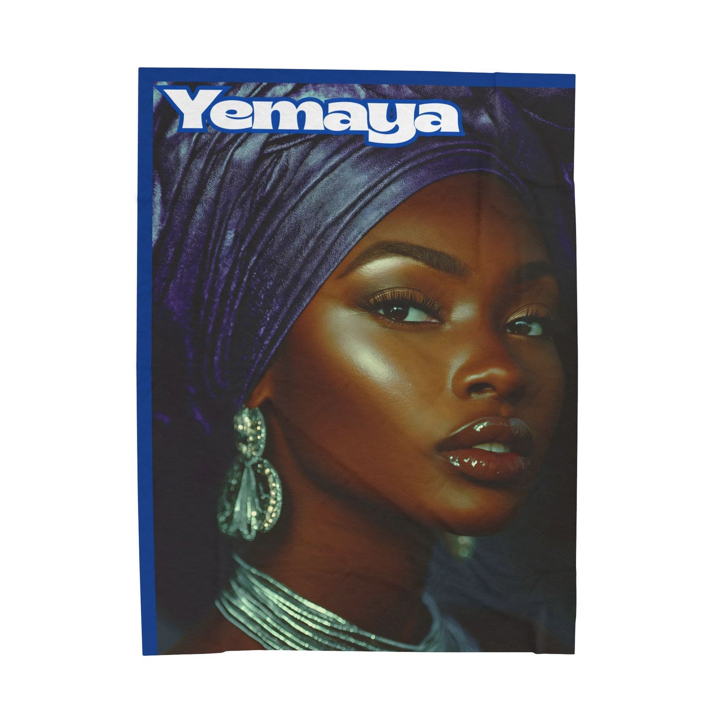 Yemaya Portrait Velveteen Plush Blanket | African Goddess Illustration