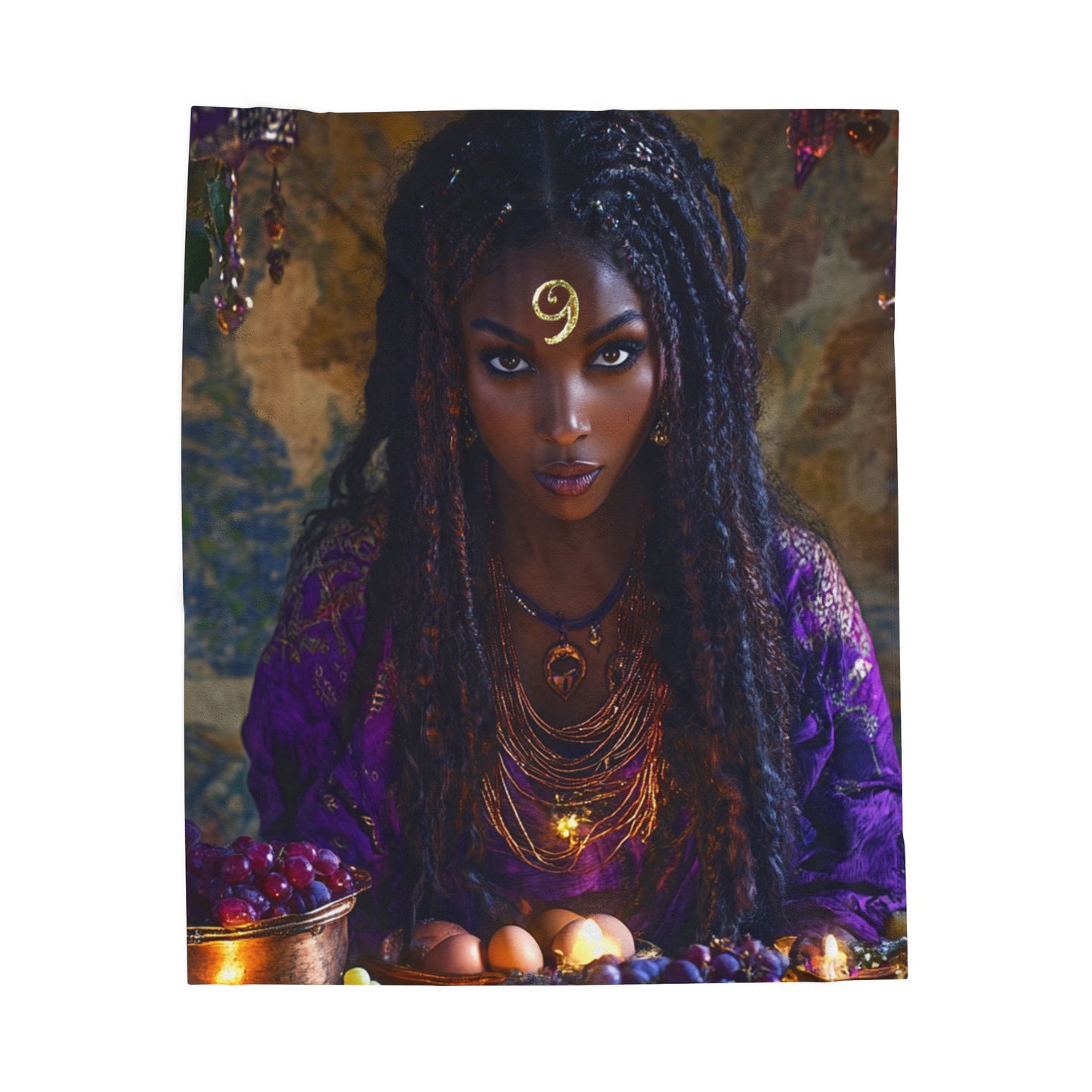 Oya Velveteen Plush Blanket — African Goddess Tarot Art Throw