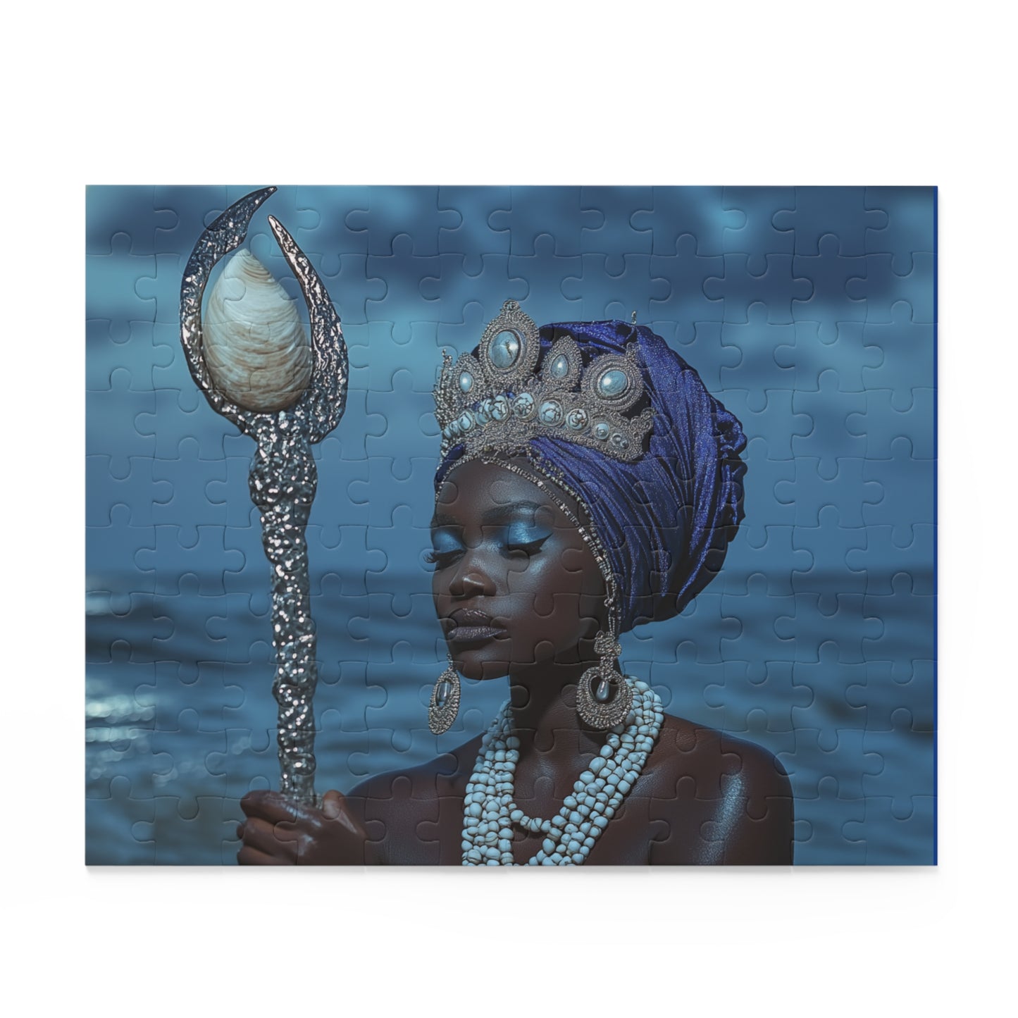 Ocean Queen Jigsaw Puzzle — Mystical Black Mermaid Portrait (120/252/500 pcs)