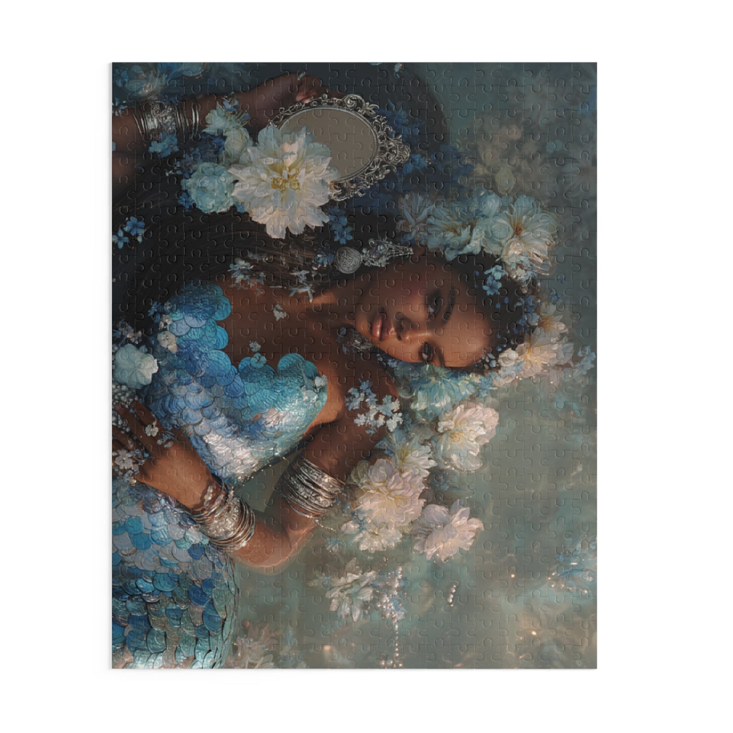 Yemaya Mermaid Floral Puzzle — 500/252/120-Piece Jigsaw