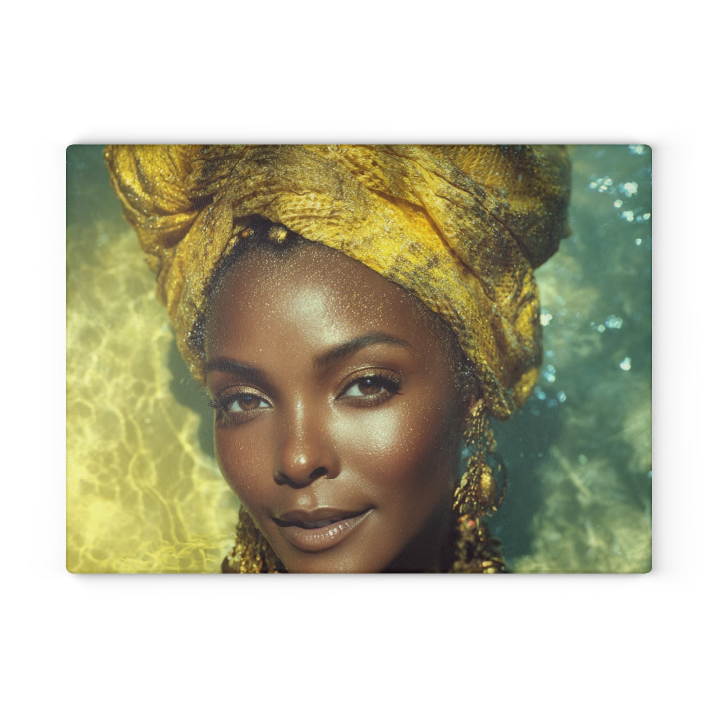 Oshun African Goddess Vibrant Glass Cutting Board