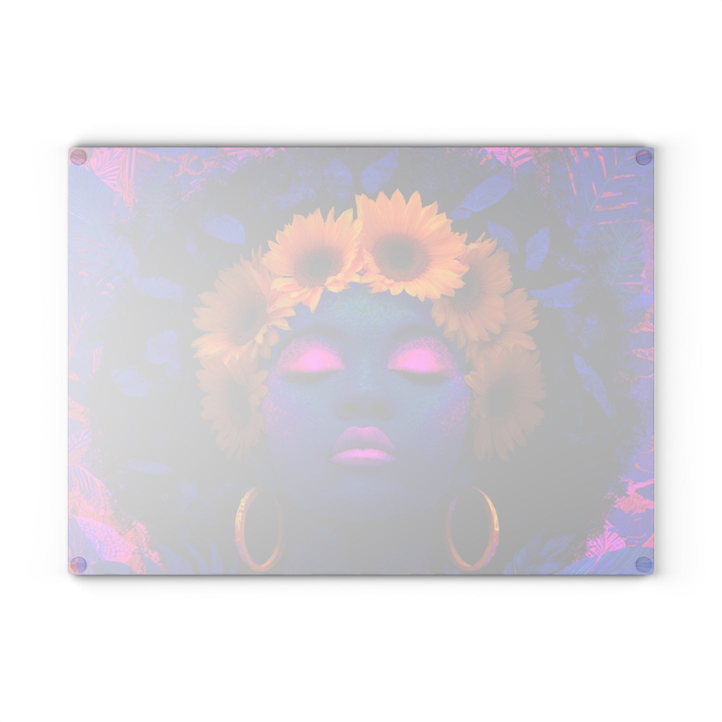 Vibrant Floral Cutting Board with Afro Art - Kitchen Decor, Gift for Her, Home Cooking, Unique Gift, Housewarming