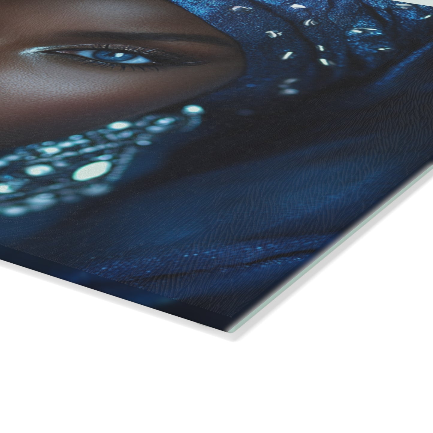 Yemaya Elegant Glass Cutting Board — Decorative Ocean Goddess Kitchen Board