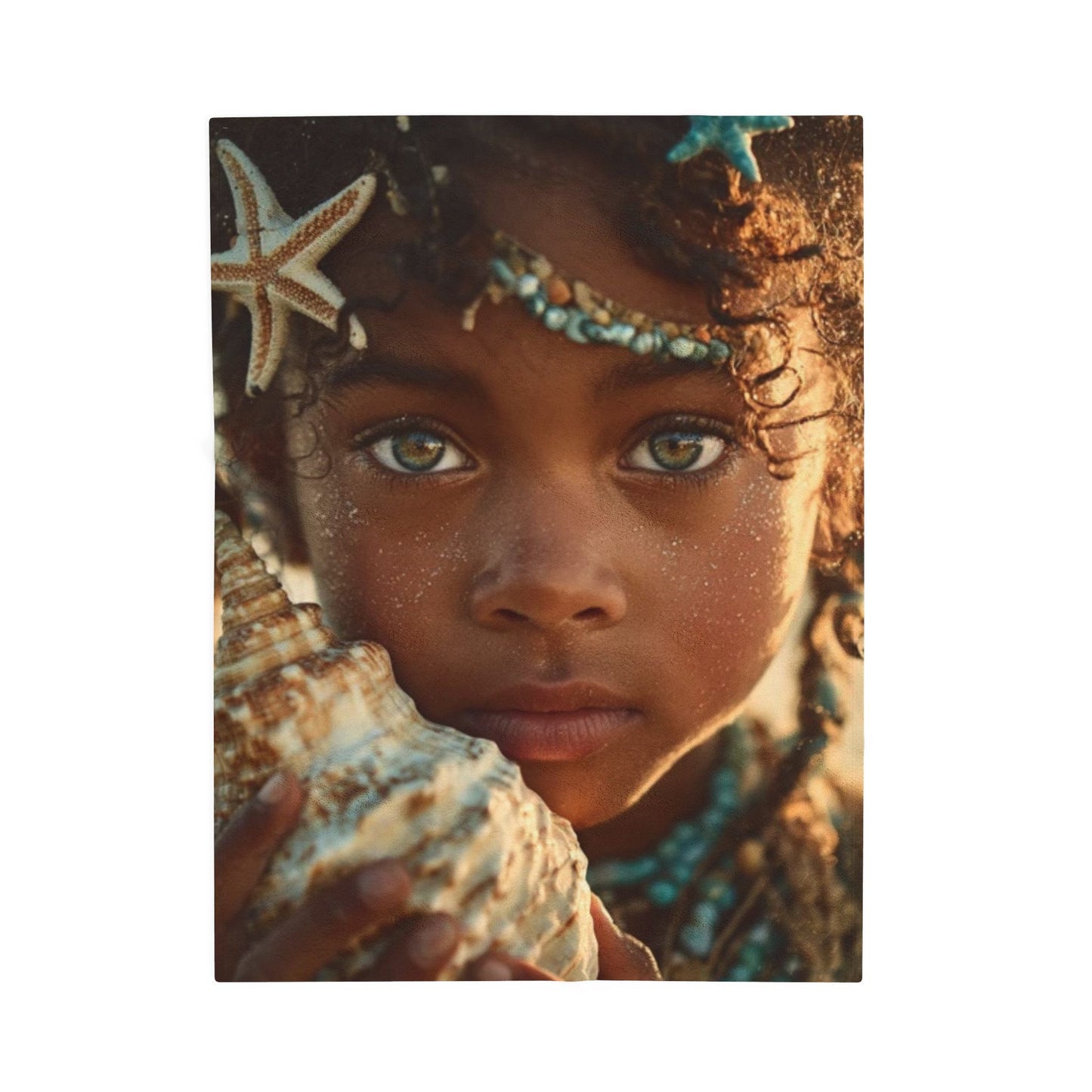 Plush Blanket —Ocean Girl  Coastal Boho Portrait Design