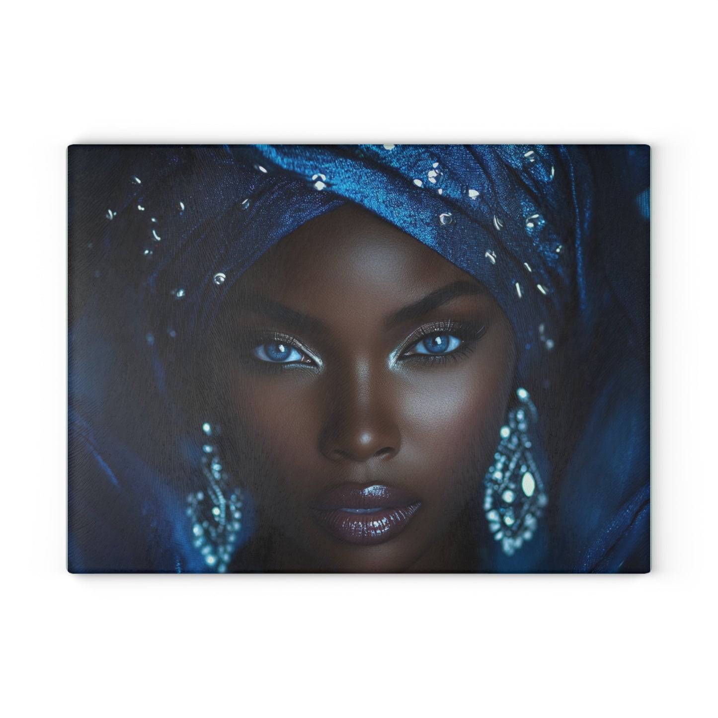 Yemaya Elegant Glass Cutting Board — Decorative Ocean Goddess Kitchen Board