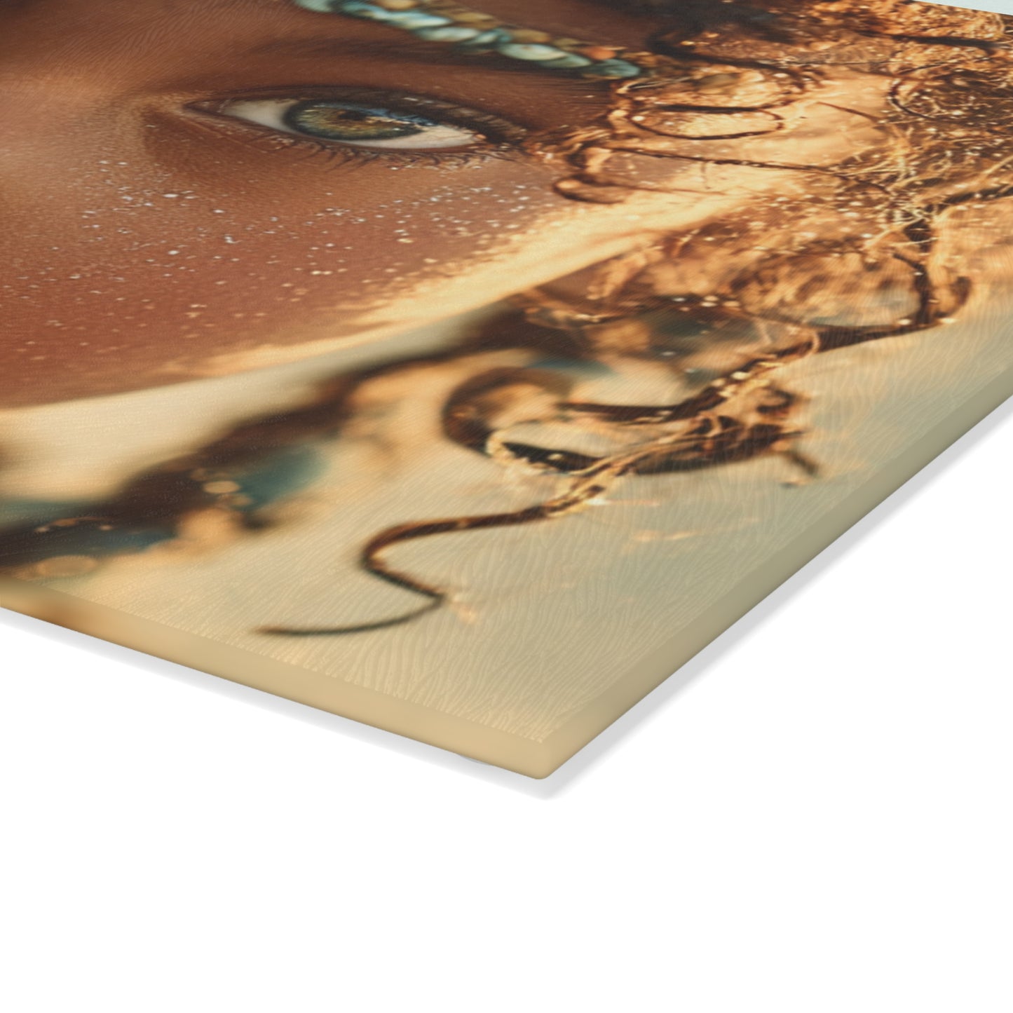 Yemaya Seashell Glass Cutting Board — Ocean-Inspired Sea Shell Girl Design