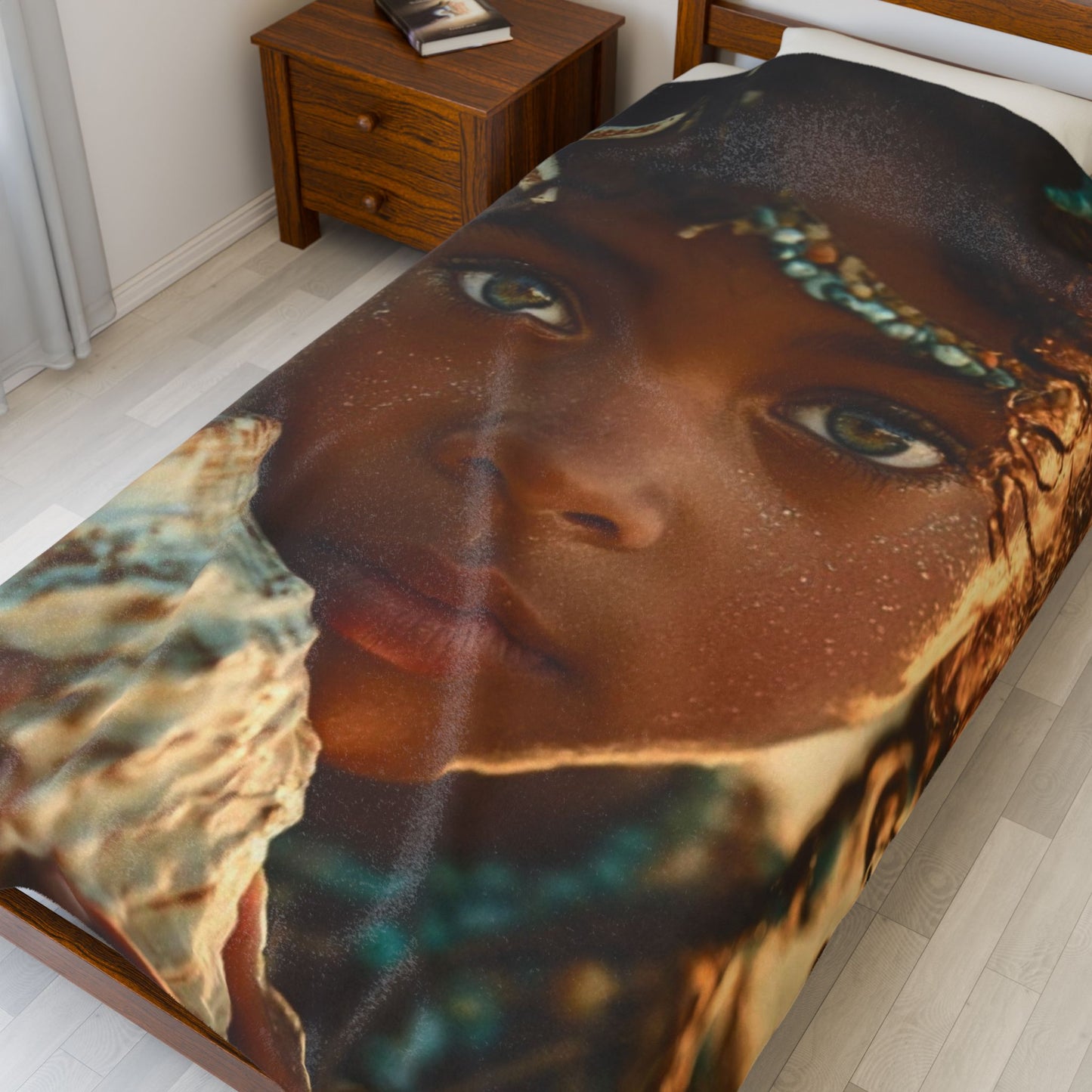 Plush Blanket —Ocean Girl  Coastal Boho Portrait Design