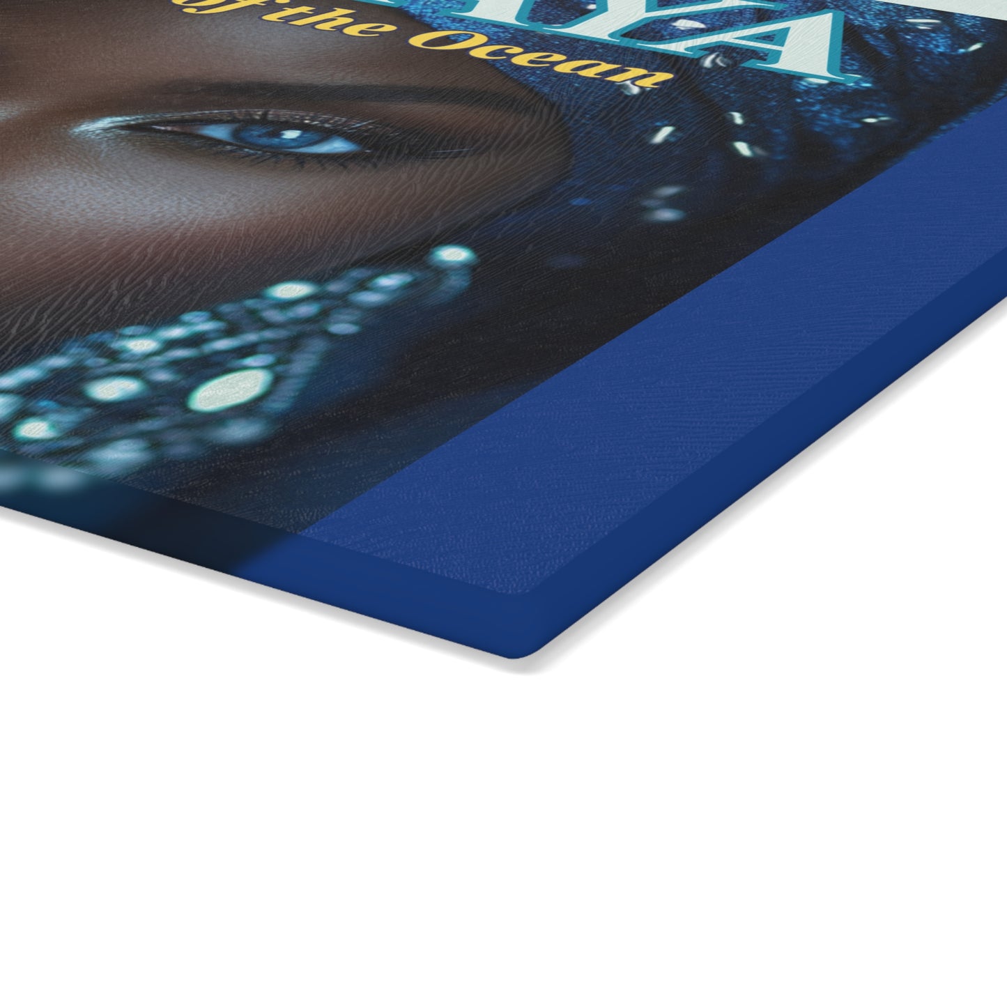 Yemaya Elegant Glass Cutting Board — Ocean Goddess Kitchen Decor