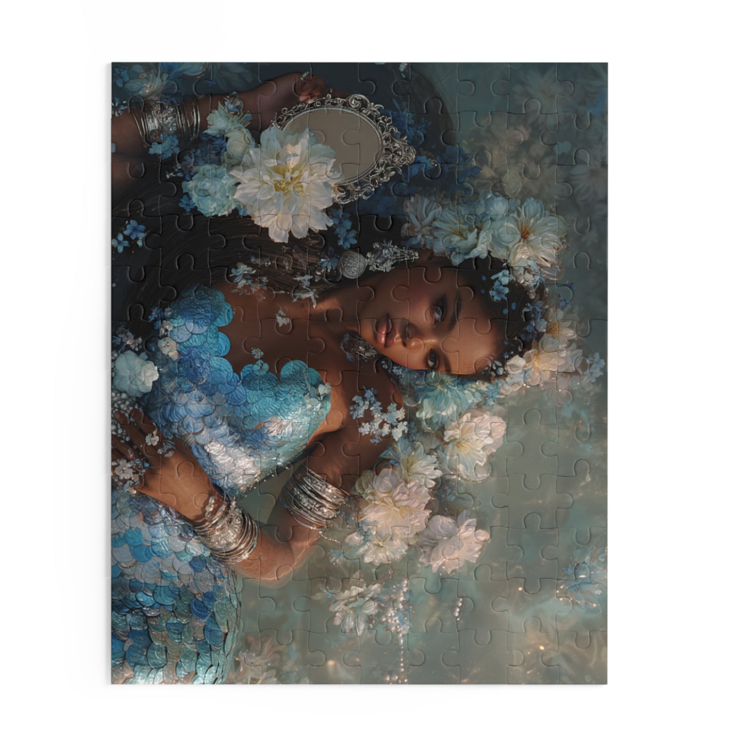 Yemaya Mermaid Floral Puzzle — 500/252/120-Piece Jigsaw