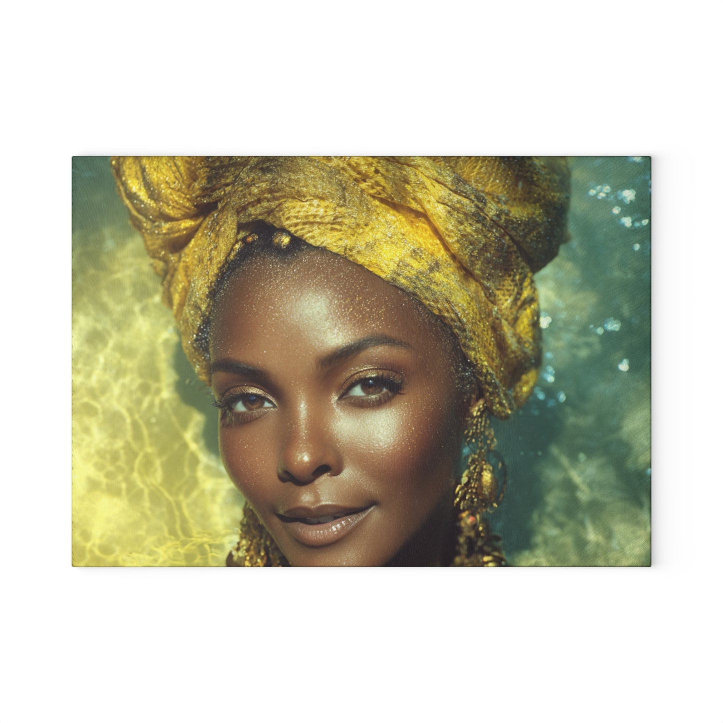 Oshun African Goddess Vibrant Glass Cutting Board