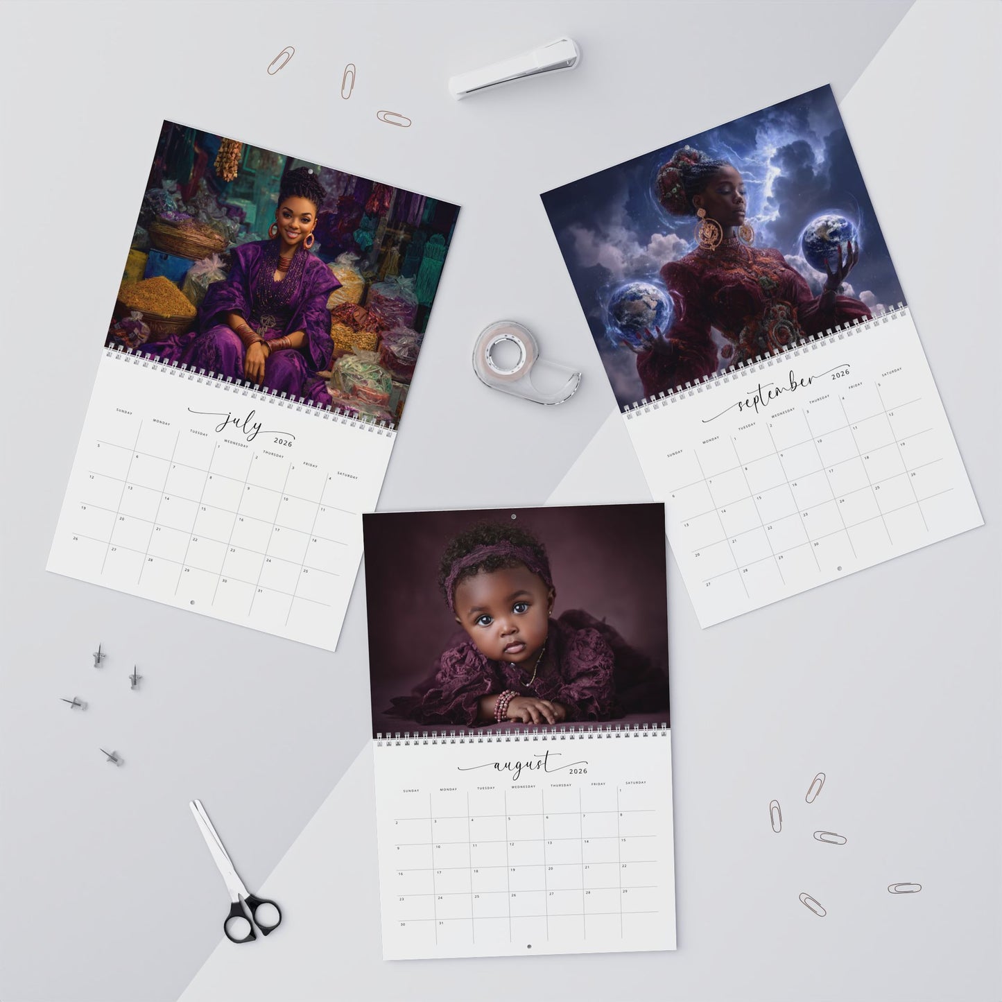 Yemaya Goddess of the Ocean Wall Calendar — 12-Month Spiritual Oceanic Art Calendar