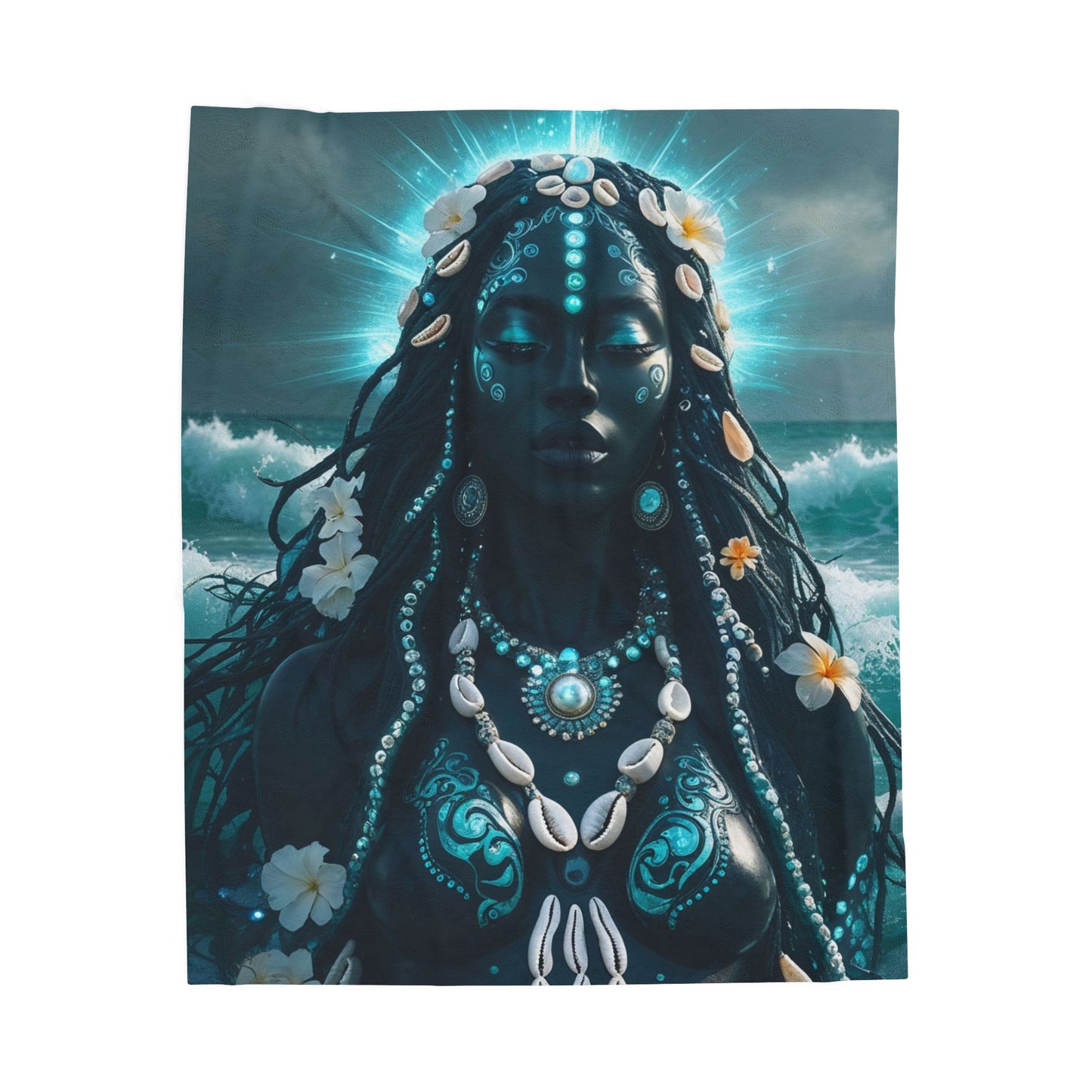 Ocean Goddess Velveteen Plush Blanket — Mystical Sea Maiden Throw