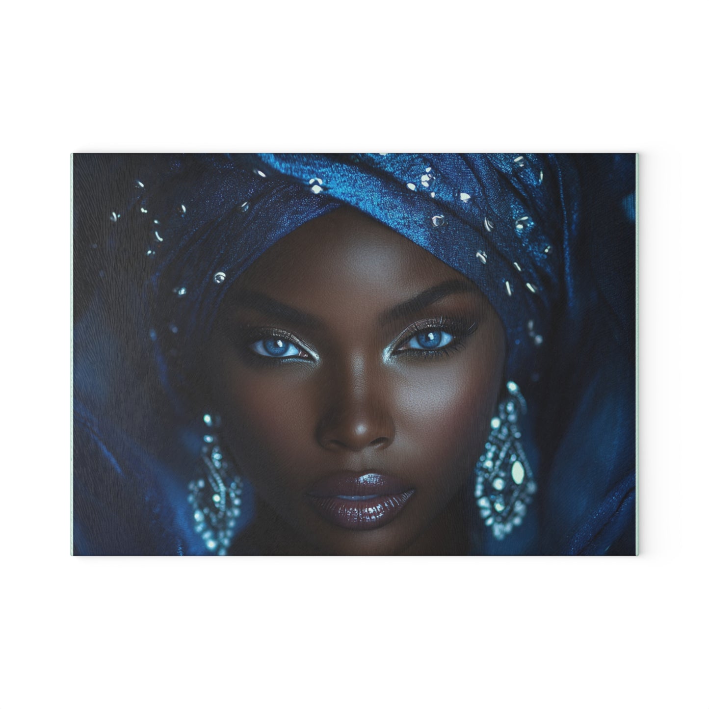 Yemaya Elegant Glass Cutting Board — Decorative Ocean Goddess Kitchen Board