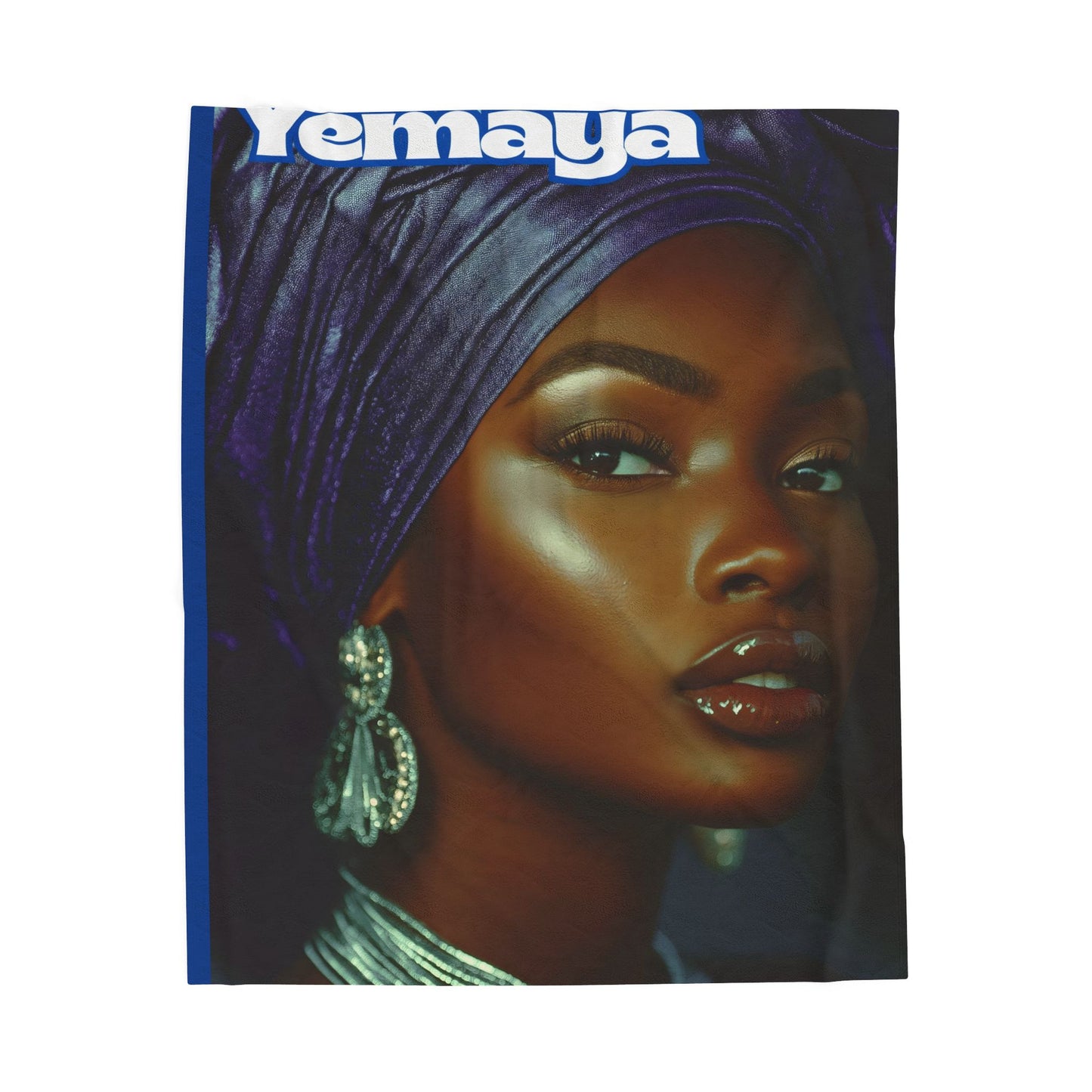 Yemaya Portrait Velveteen Plush Blanket | African Goddess Illustration