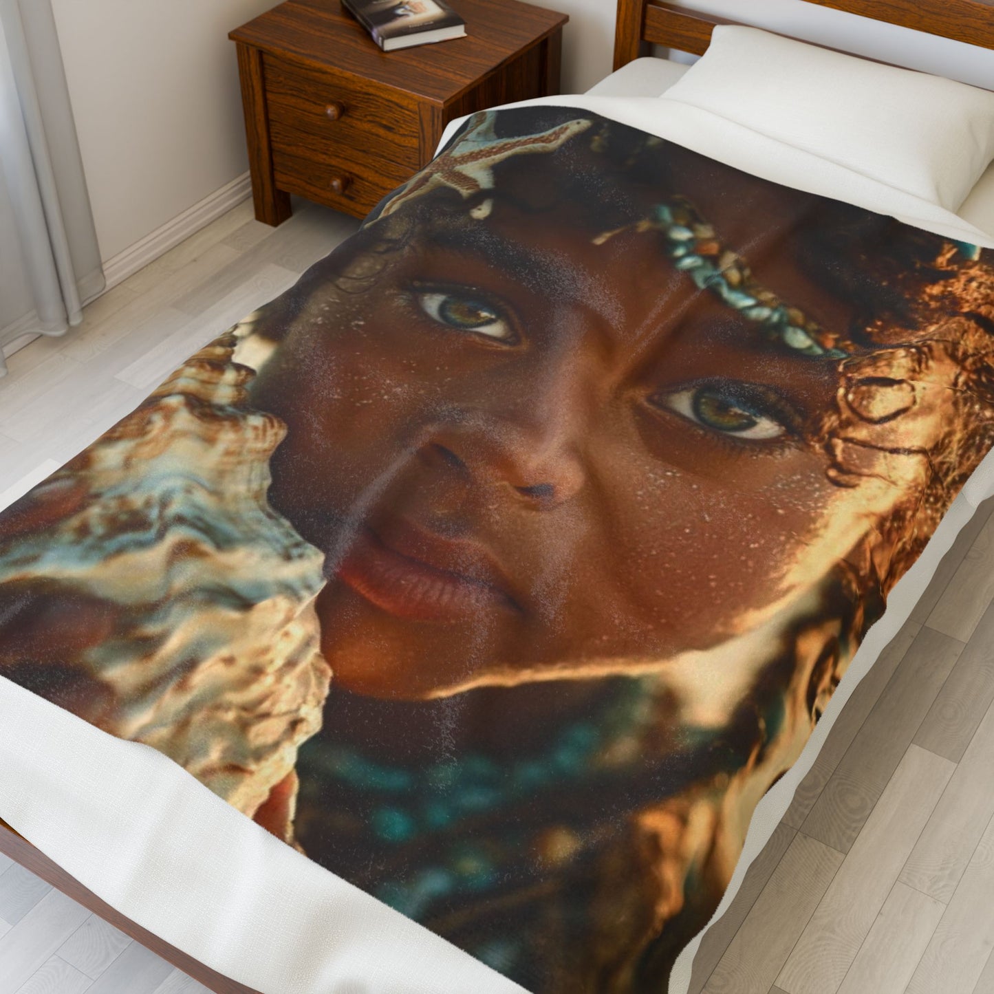 Plush Blanket —Ocean Girl  Coastal Boho Portrait Design