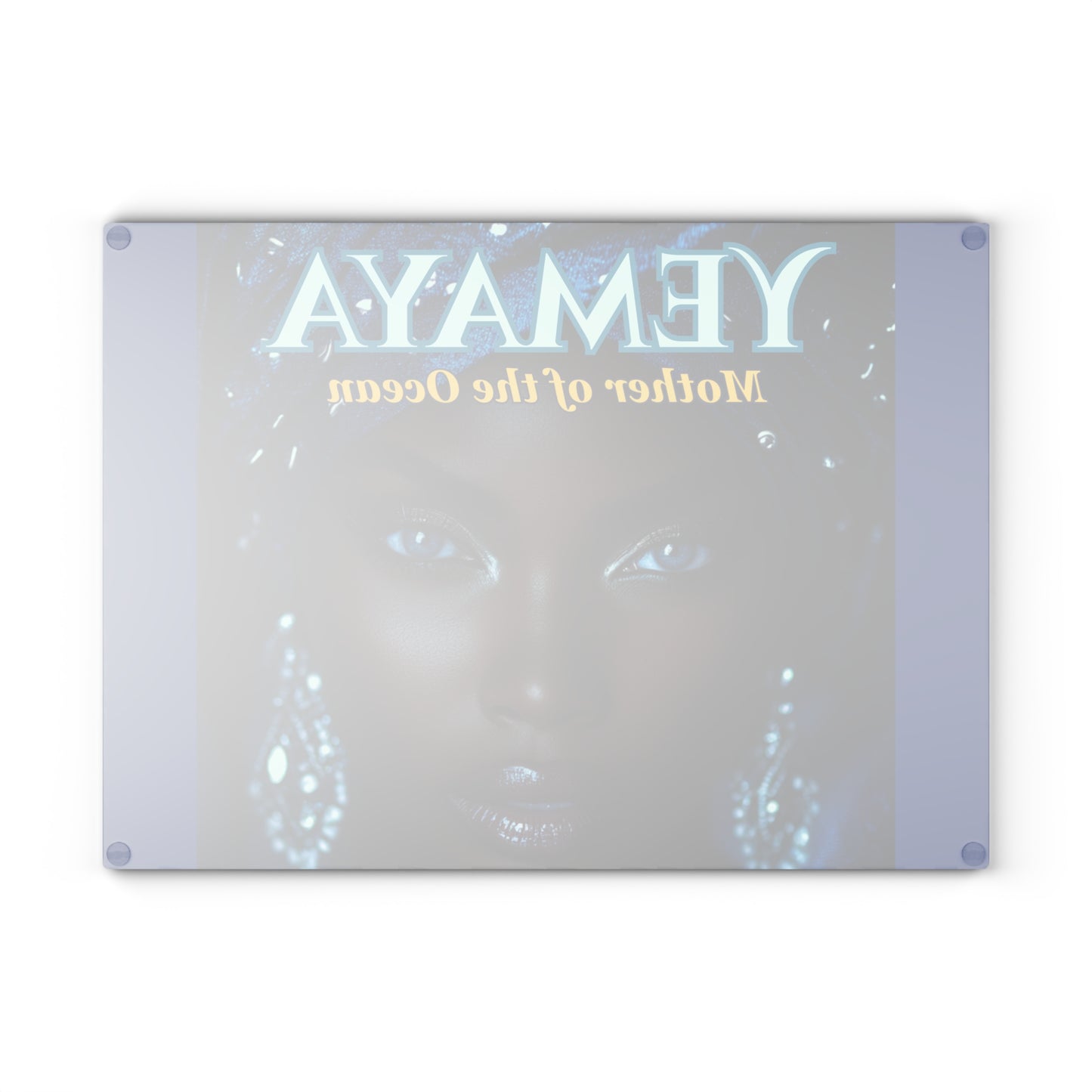 Yemaya Elegant Glass Cutting Board — Ocean Goddess Kitchen Decor