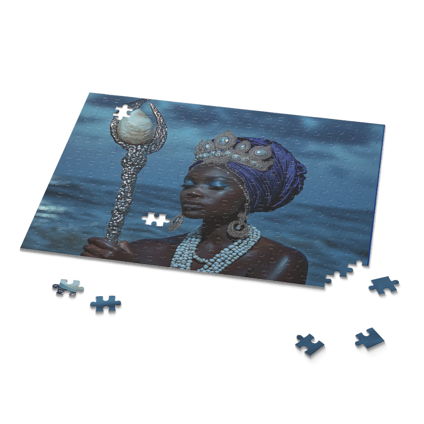 Ocean Queen Jigsaw Puzzle — Mystical Black Mermaid Portrait (120/252/500 pcs)