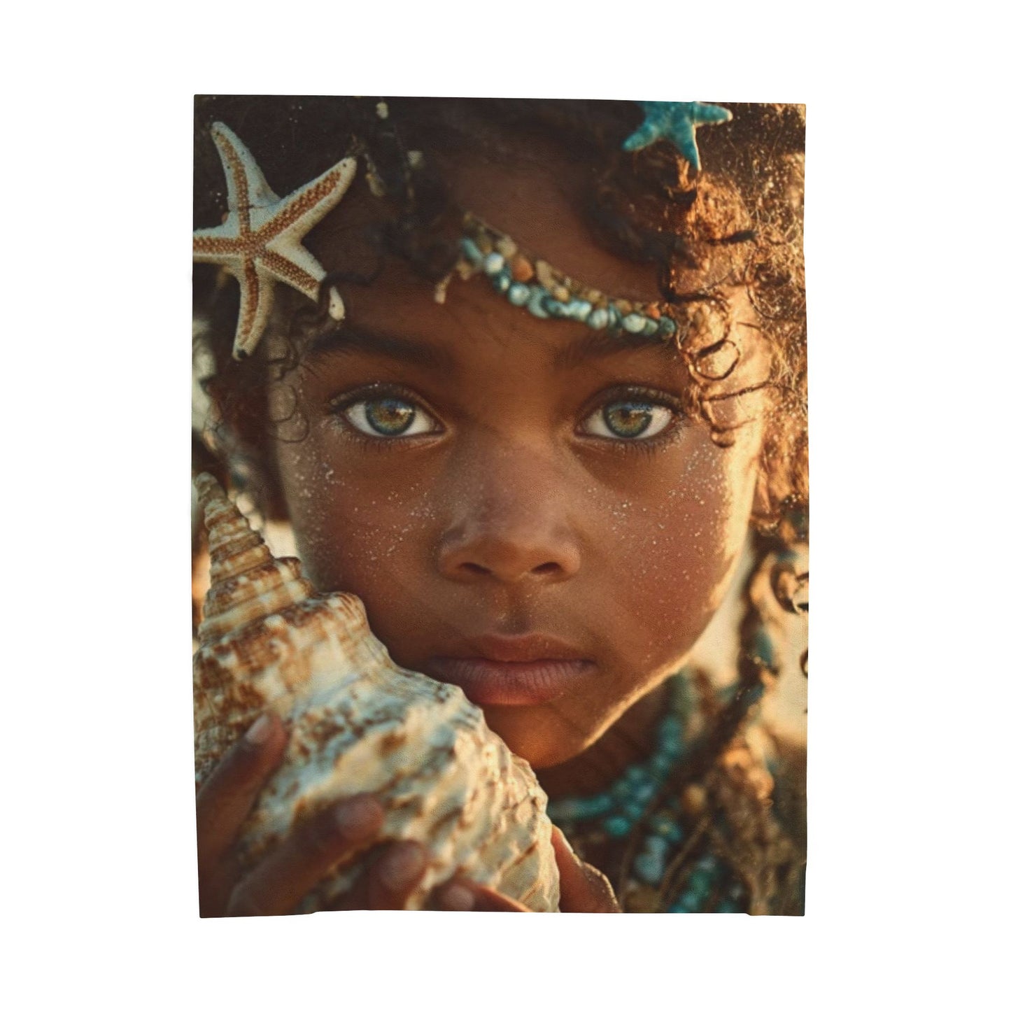 Plush Blanket —Ocean Girl  Coastal Boho Portrait Design