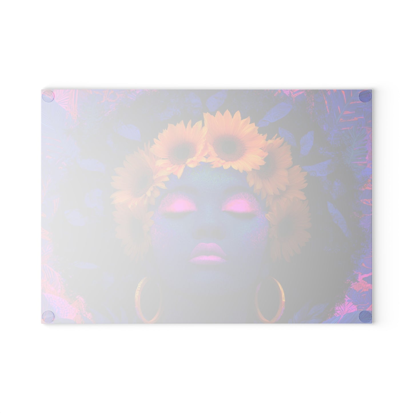 Vibrant Floral Cutting Board with Afro Art - Kitchen Decor, Gift for Her, Home Cooking, Unique Gift, Housewarming