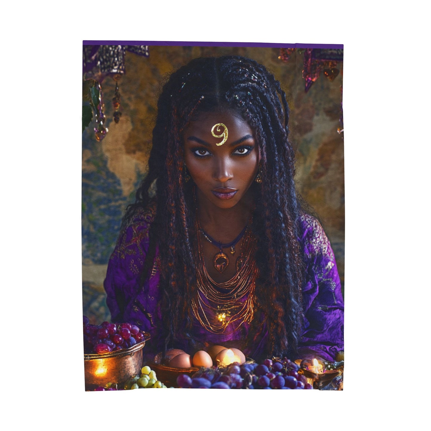 Oya Velveteen Plush Blanket — African Goddess Tarot Art Throw