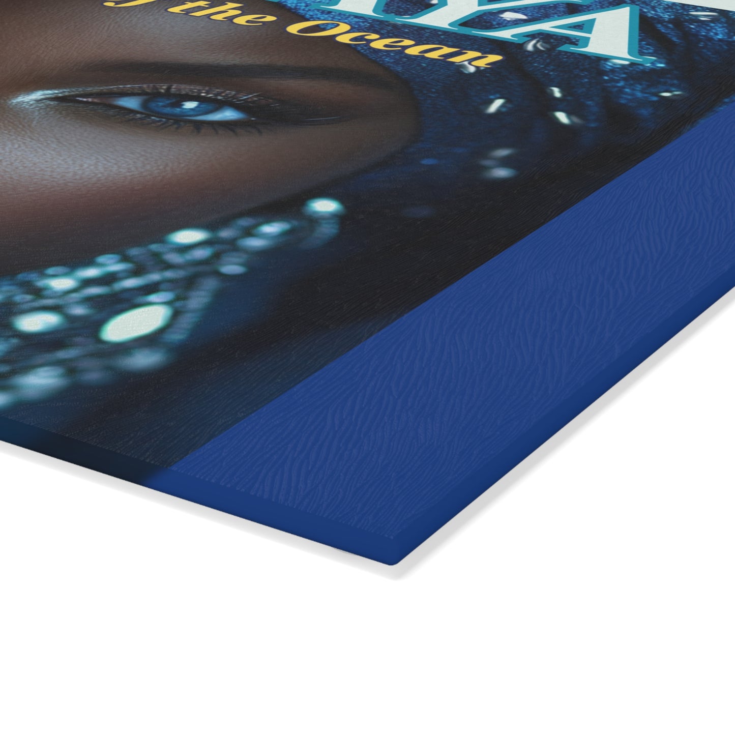 Yemaya Elegant Glass Cutting Board — Ocean Goddess Kitchen Decor