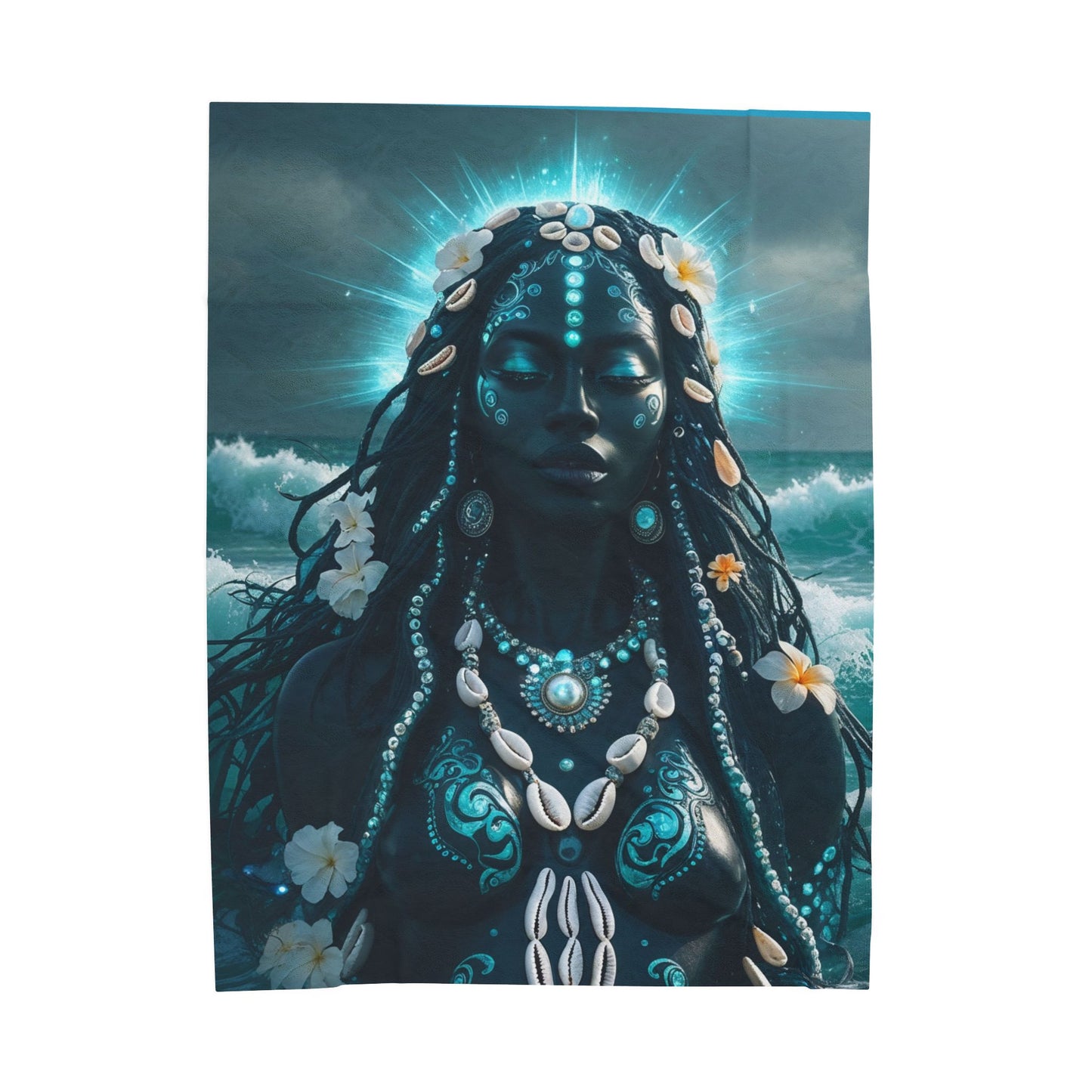 Ocean Goddess Velveteen Plush Blanket — Mystical Sea Maiden Throw