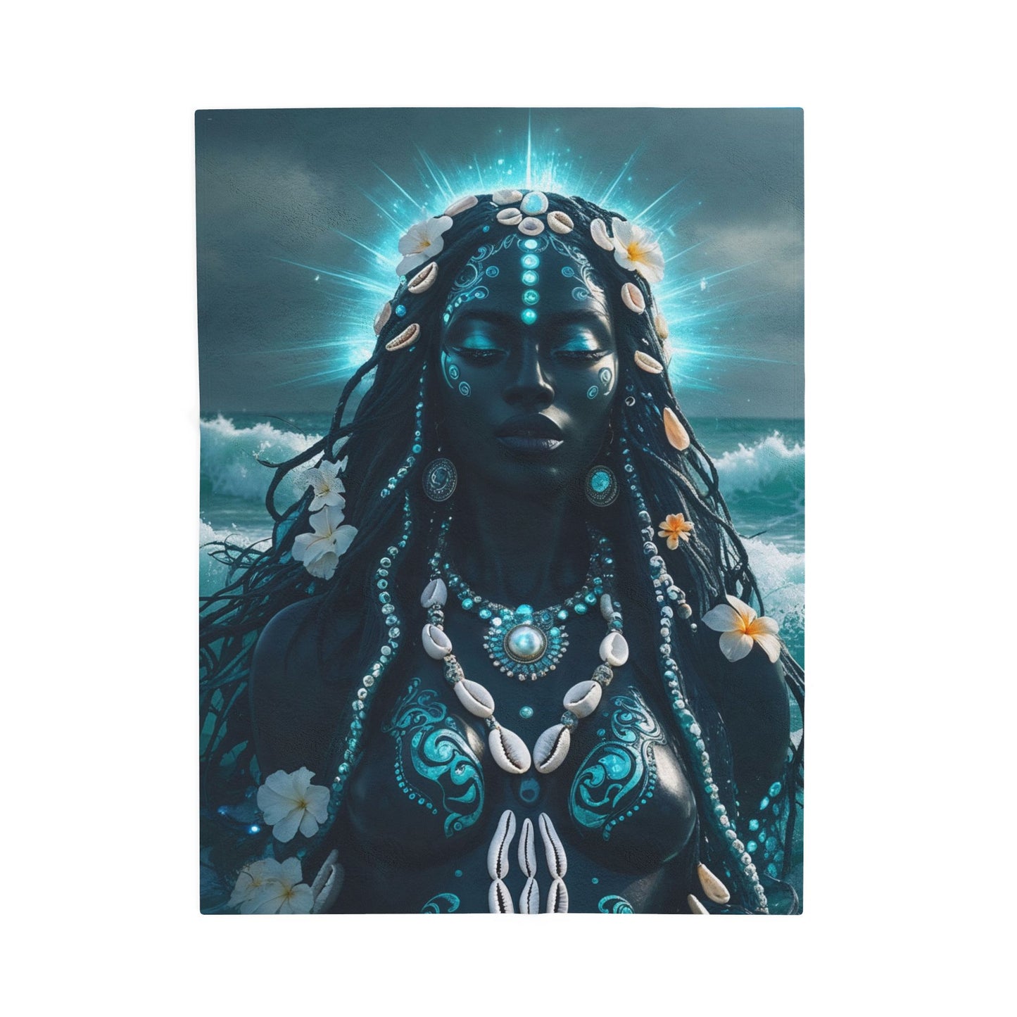 Ocean Goddess Velveteen Plush Blanket — Mystical Sea Maiden Throw
