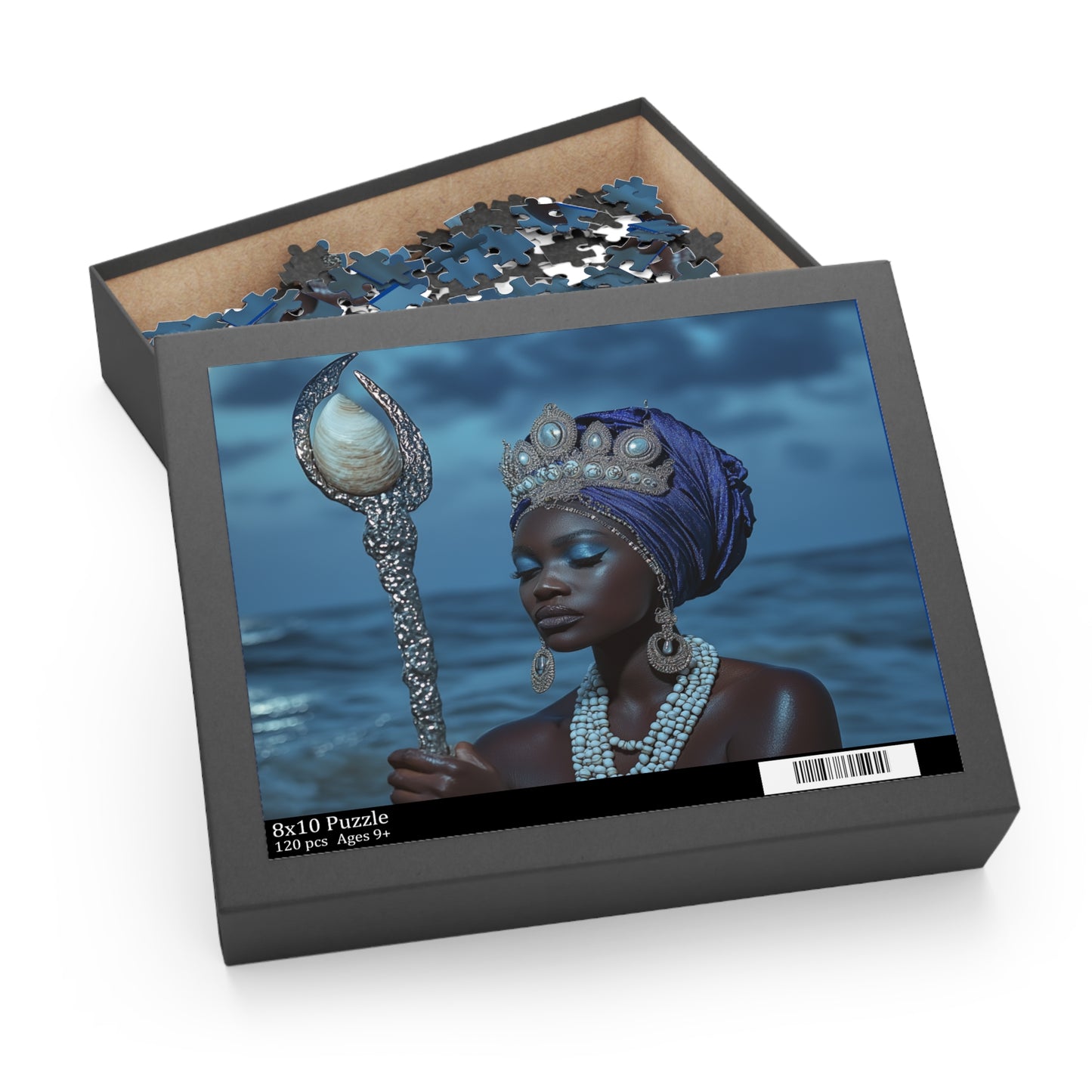 Ocean Queen Jigsaw Puzzle — Mystical Black Mermaid Portrait (120/252/500 pcs)