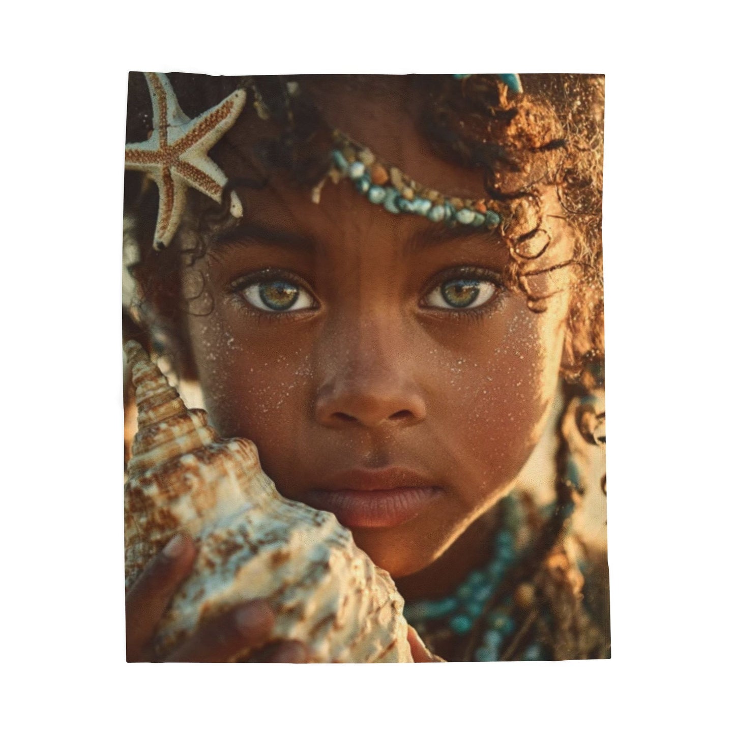 Plush Blanket —Ocean Girl  Coastal Boho Portrait Design