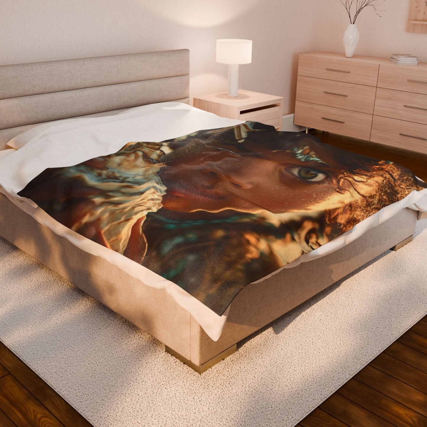 Plush Blanket —Ocean Girl  Coastal Boho Portrait Design