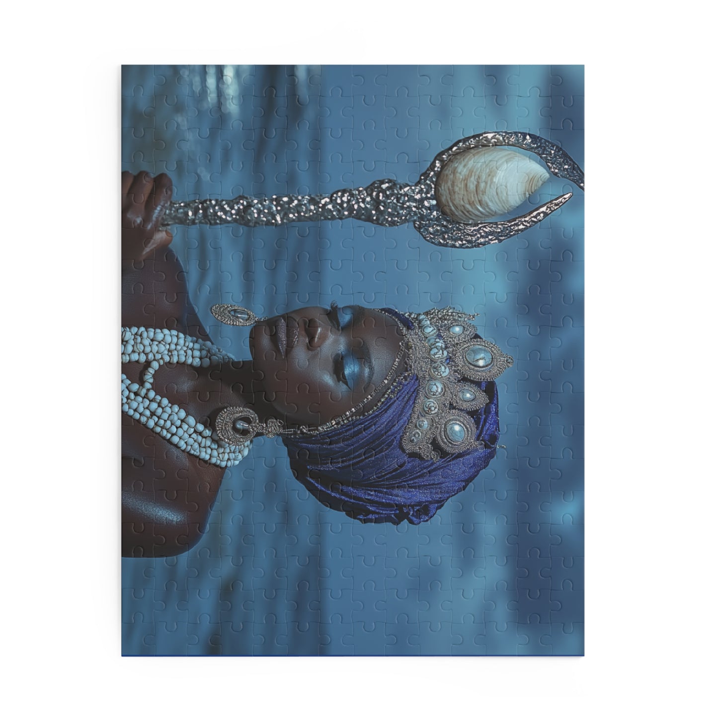 Ocean Queen Jigsaw Puzzle — Mystical Black Mermaid Portrait (120/252/500 pcs)