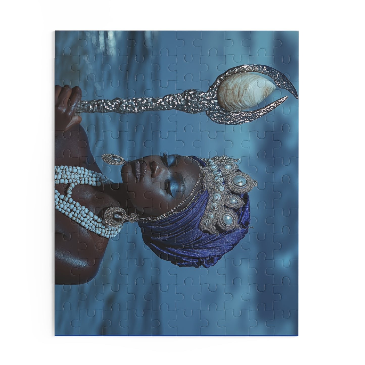 Ocean Queen Jigsaw Puzzle — Mystical Black Mermaid Portrait (120/252/500 pcs)