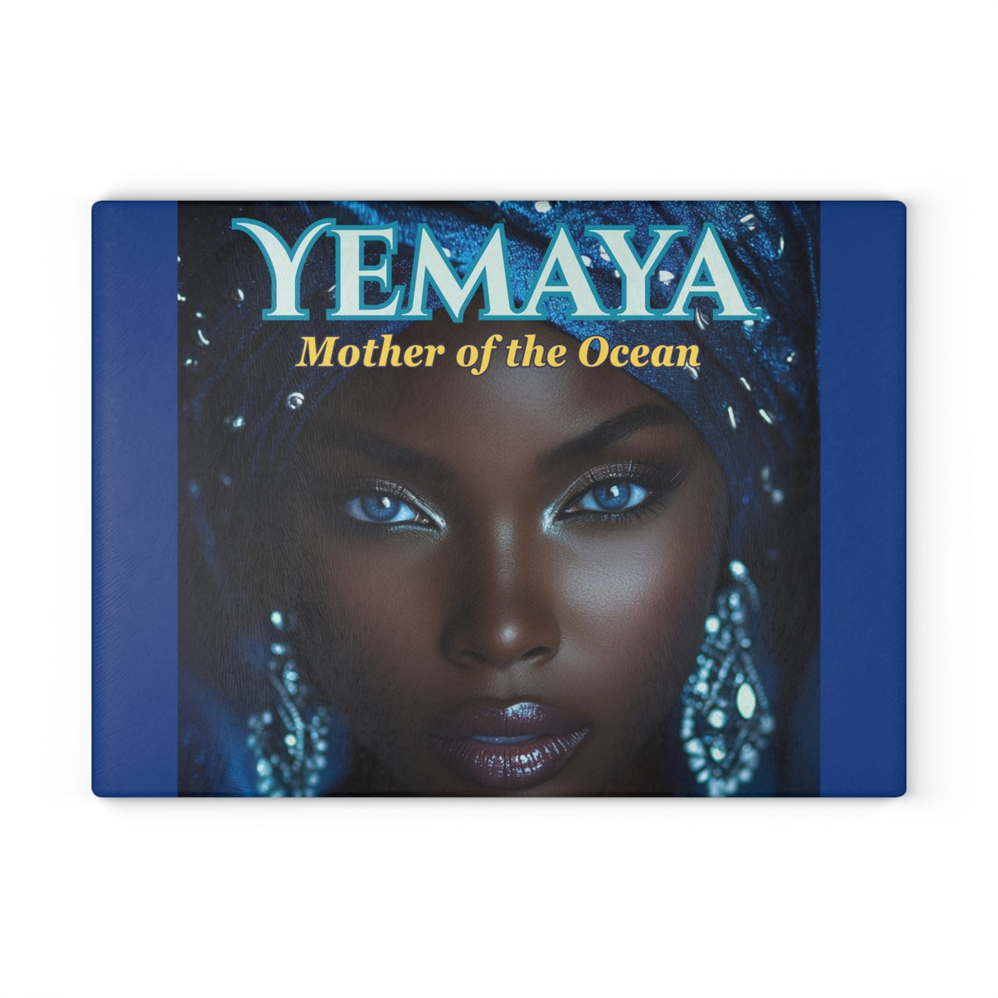 Yemaya Elegant Glass Cutting Board — Ocean Goddess Kitchen Decor