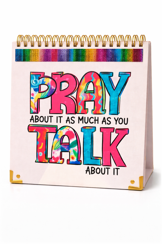 "Pray About It As Much As You Talk About It" Spiral Sketchbook — Rainbow Bling