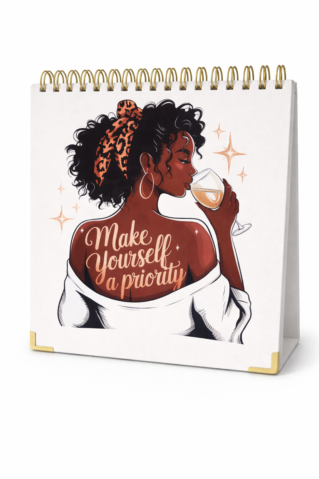 "Make Yourself a Priority" Spiral Sketchbook — Gold Accent