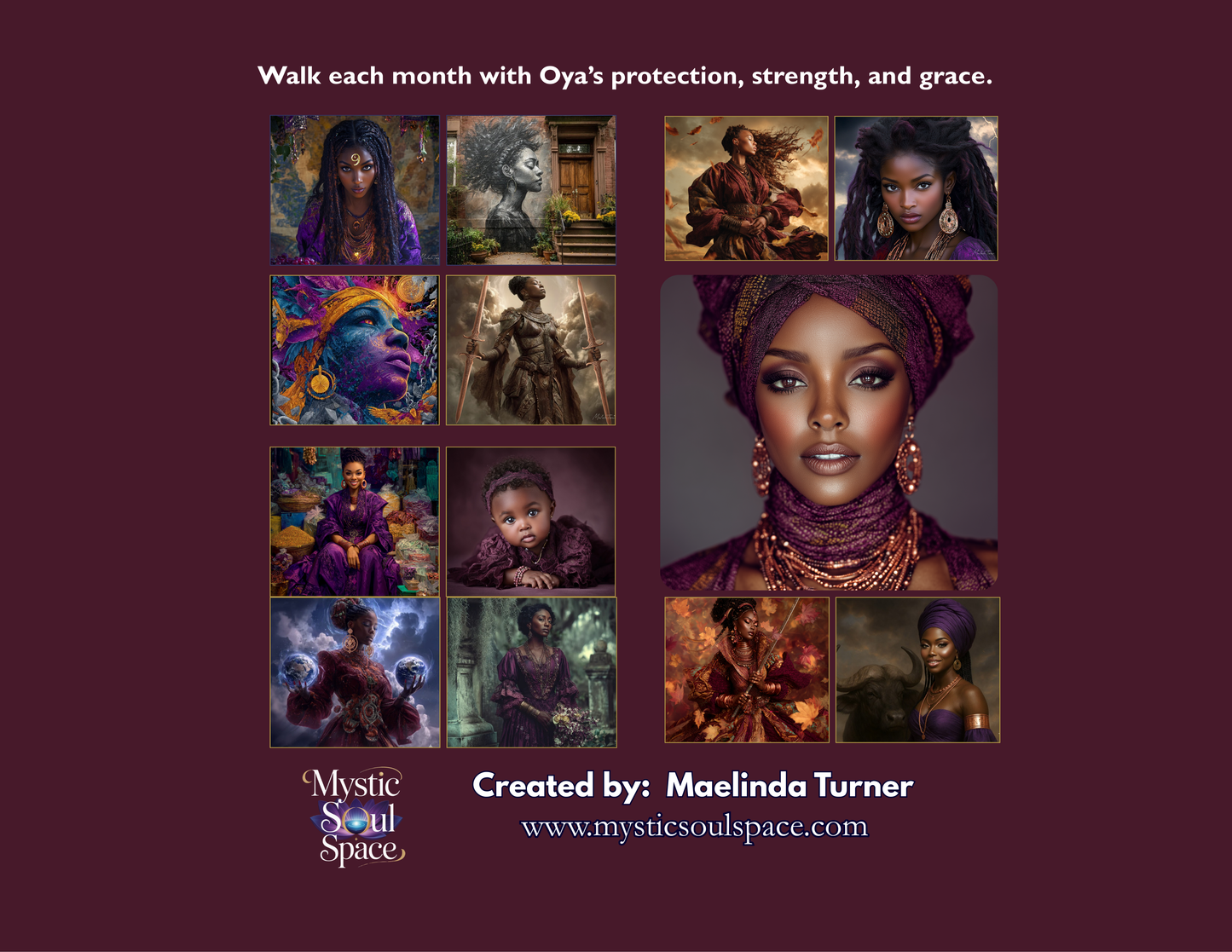 Oya Wall Calendar — 12‑Month Orisha Art Calendar