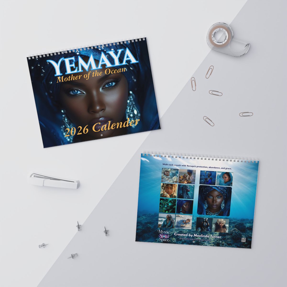 Yemaya Goddess of the Ocean Wall Calendar — 12-Month Spiritual Oceanic Art Calendar