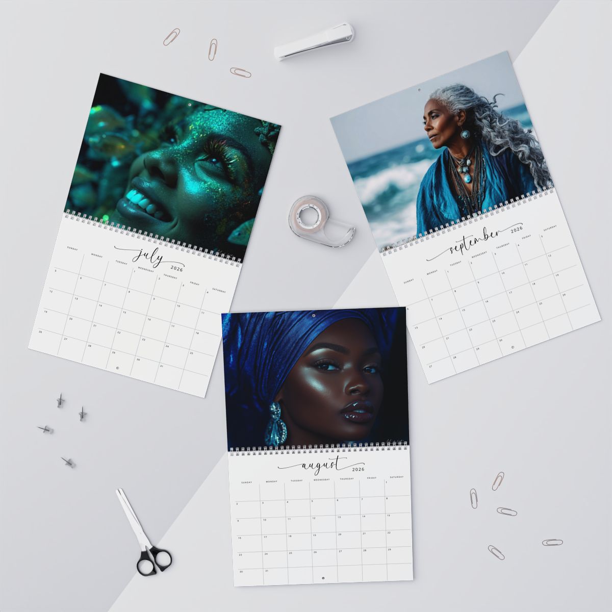 Yemaya Goddess of the Ocean Wall Calendar — 12-Month Spiritual Oceanic Art Calendar