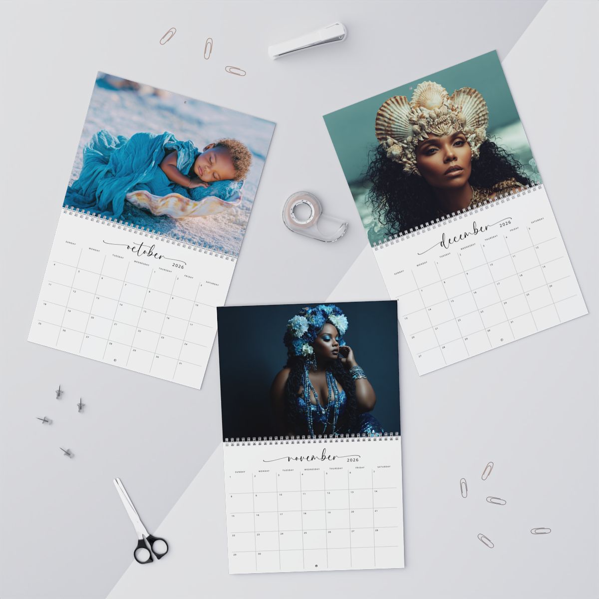 Yemaya Goddess of the Ocean Wall Calendar — 12-Month Spiritual Oceanic Art Calendar